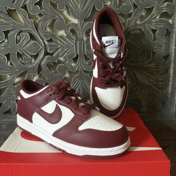 Nike Dunk Low White Redwood Gym Red Little Kids UK 13.5 / US 1Y Retro Shoes NIB - Picture 1 of 7